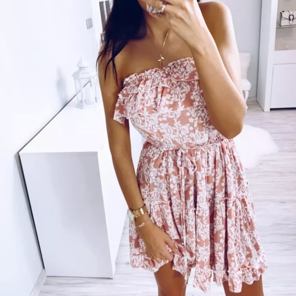 CLEARANCE Romantic Dainty Ruffle Trim Floral Print Dress - Picture 3 of 7